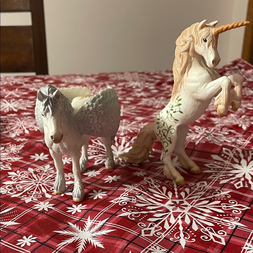 Schleich Pegasus and unicorn figurines